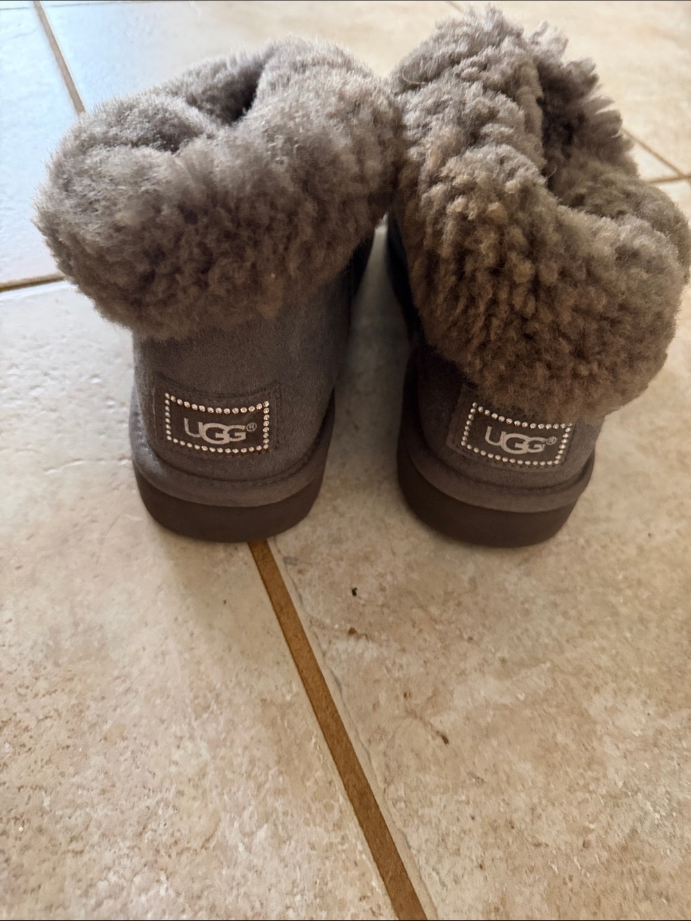 UGG women Grey Plush Shearling Fold-Down Boot